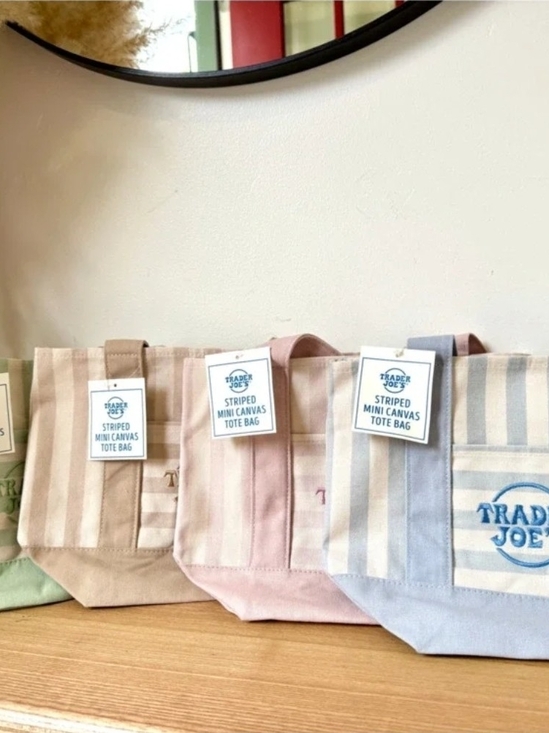 Trader Joe'S Handbags - LAST SET! Trader Joe's Striped Mini Canvas Totes- Pastel Stripe- Limited Edition